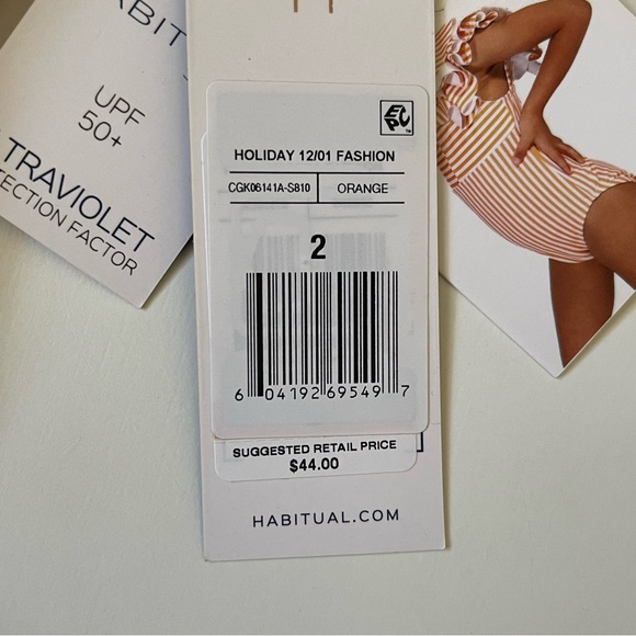 Habitual Girl's Rumba Glow Striped One-Piece Swimsuit, Orange - Size 2 - Picture 12 of 15